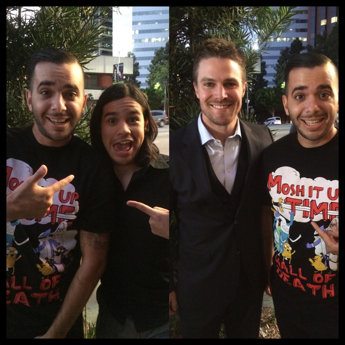 OfBeesAndTulips's tweet photo. Pics of fan with Stephen, Emily, David & Carlos from #flarrowscreening http://t.co/VL4SFATMqd