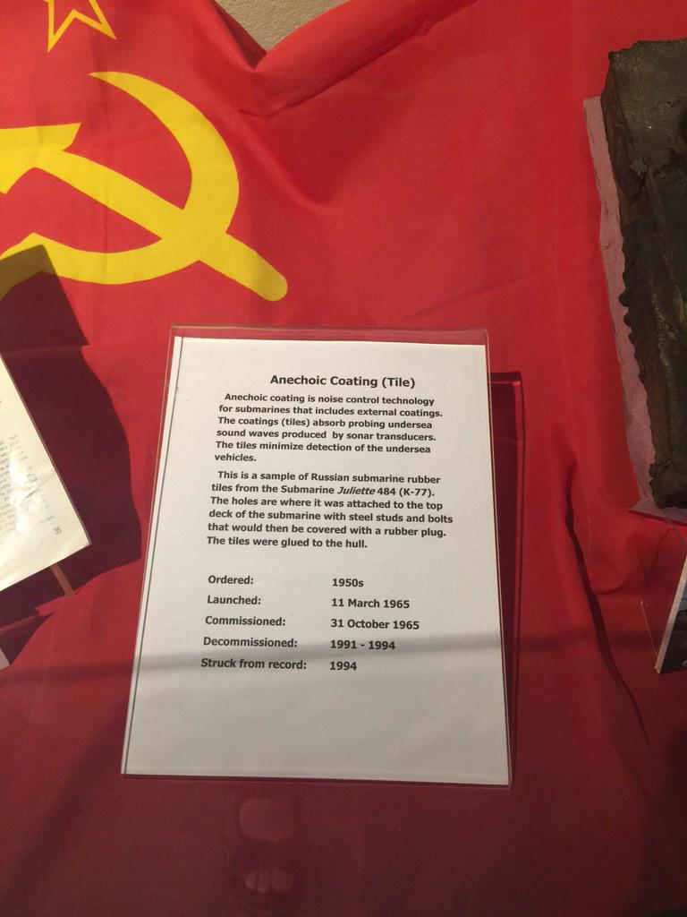 urzh's tweet photo. *Soviet* submarine sound absorber on display in Pearl Harbor. Yeah, Physics laws are different across the dateline! http://t.co/DuUQGMEX0v