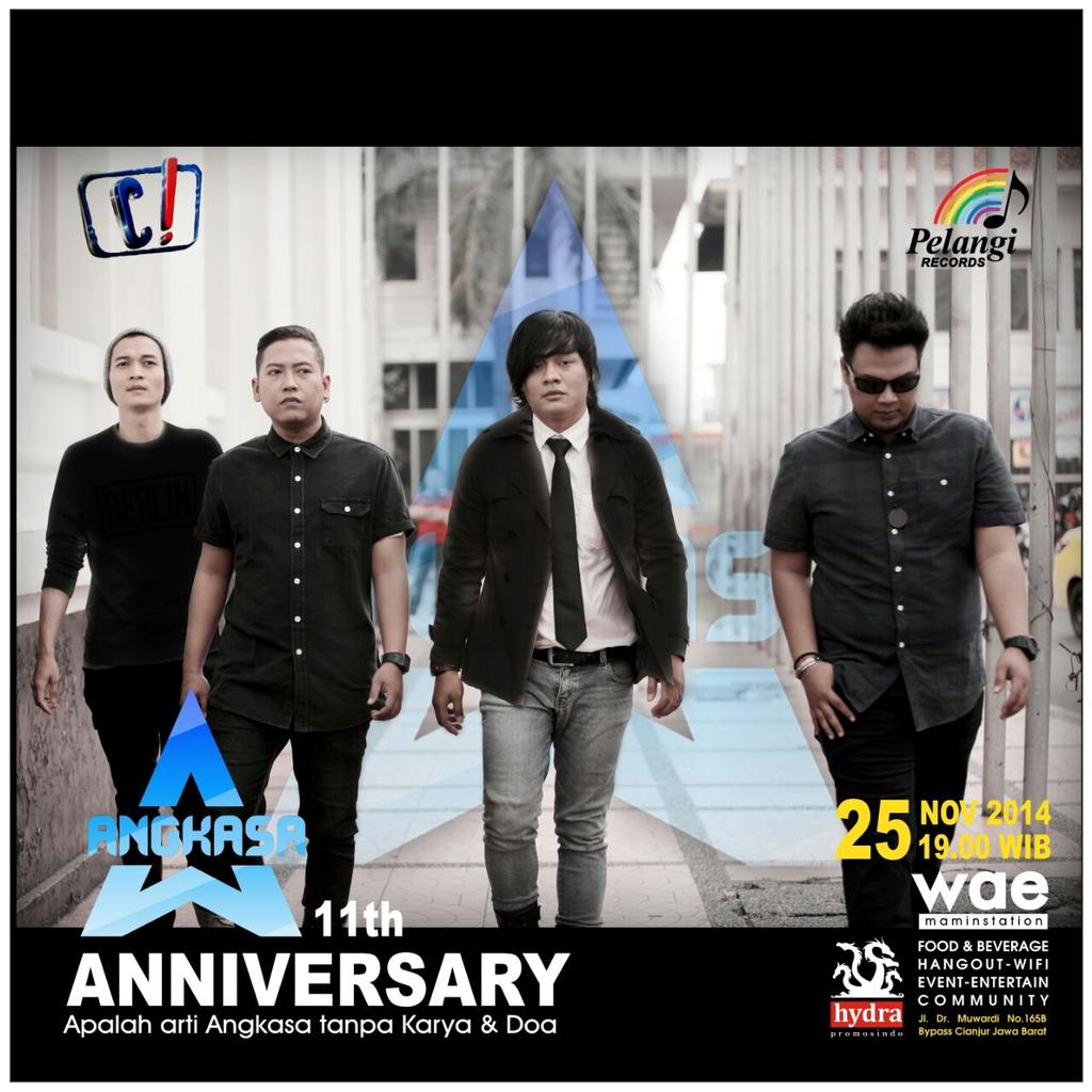 wae_maminCjr's tweet photo. 25 Nov 2014 #Angkasa11Tahun #EventWae Anniversary @angkasaband_ cc @ANGKA5A_ID @ClasmildSMI http://t.co/hnleD7RZey
