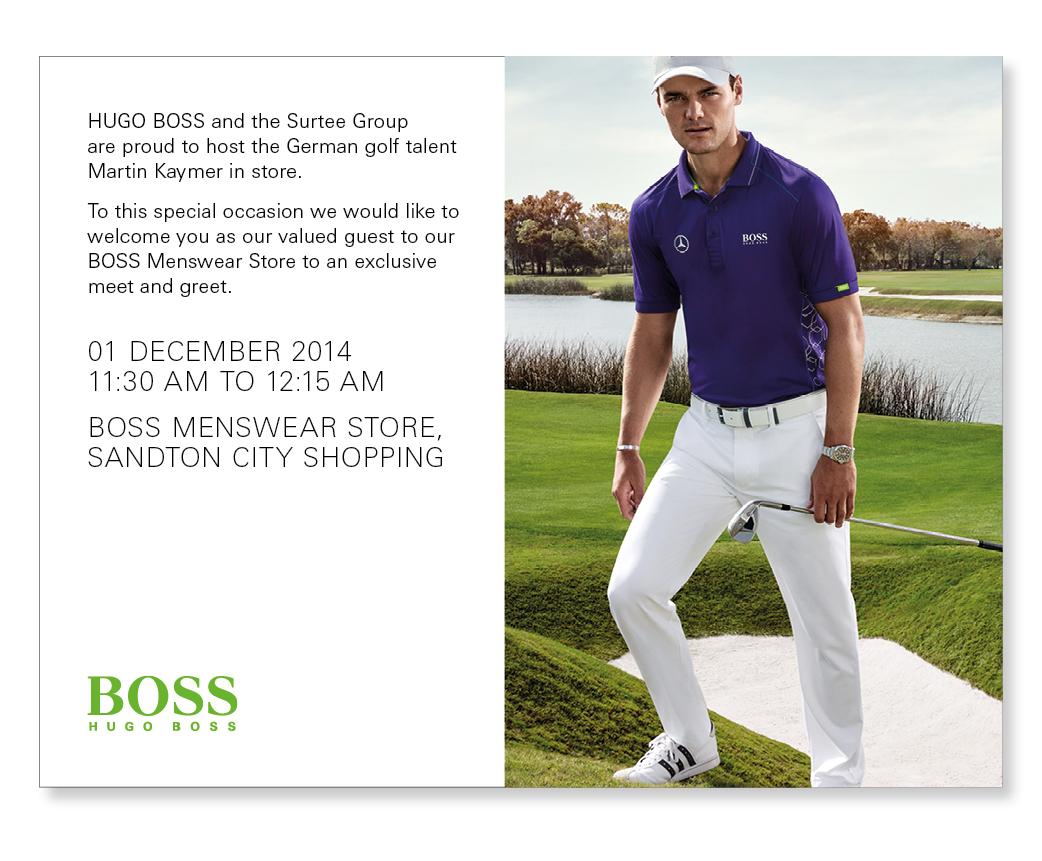 SurteeGroupZA's tweet photo. We invite you to BOSS Menswear Sandton, to an exclusive meet &amp; greet. 1 Dec 11:30am @MKaymer59 http://t.co/049dgnOfPV