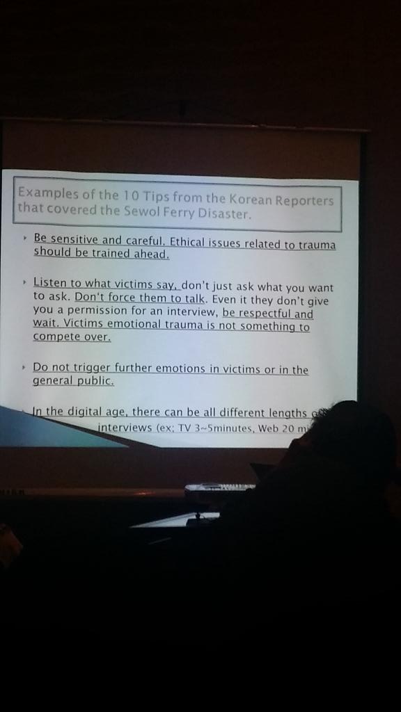 Korean reporters' 10 tips for sensitive coverages, based on lessons from Sewol disaster #IJAsia14