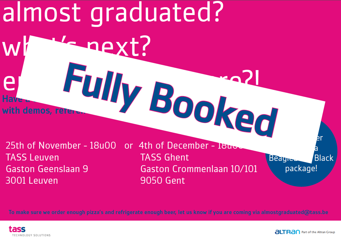 TASSBelgium's tweet photo. Almost graduated (info)sessions fully booked! Contact us if you are interested to join an extra session (date TBD). http://t.co/JyYfruXSLX