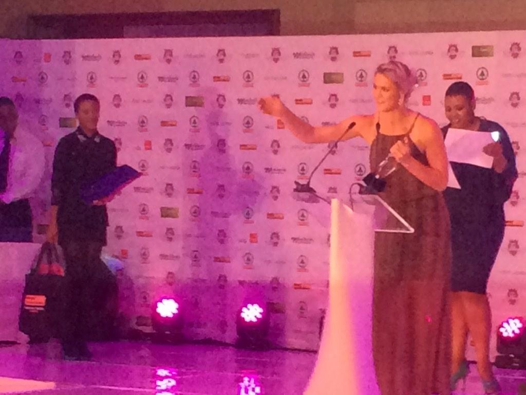 Netball_SA's tweet photo. CONGRATULATIONS Lenize Potgieter! @linna2_2 @gsport4girls 2014 #SPARgsportAwards Up &amp; Coming Athelete of the Year! http://t.co/334iVmF0kD