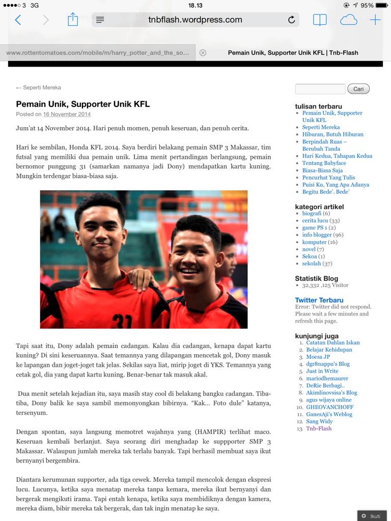 salah satu pemain <a href="/smp3makassar/">SMP NEGERI 3 MKS</a>  yang orangnya Humoris,bijak,patotai,pakbal   go follow <a href="/Fukraan/">Muhammad Idzaa Nurfuqran</a>