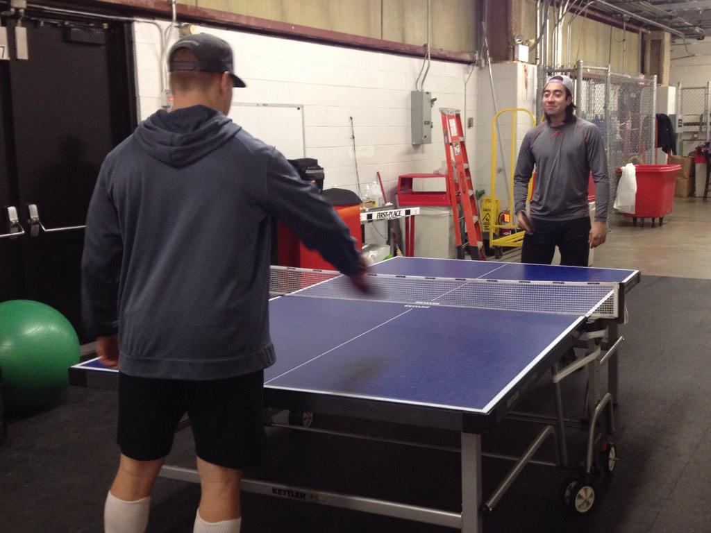 Senators's tweet photo. One calls it ping pong, the other calls it table tennis. This game between Neiler &amp; Mika may get heated. http://t.co/pTmqR9ph9p