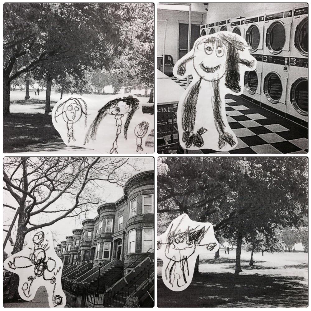 2BMissV's tweet photo. Mo Willem's Knuffle Bunny inspired art. So much fun! #edchat #kinderchat #ntchat #earlychildhood #literacy #art http://t.co/G2di3HAHva