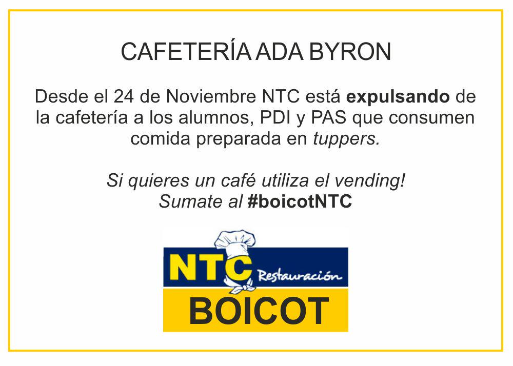 Estamos en contra de las normas que está aplicando NTC Restauración desde el día de hoy y sin previo aviso #boicotNTC