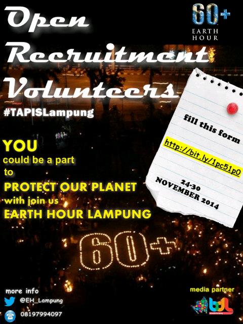 Let's be the part of Eart Hour Lampung :) #TAPISLampung <a href="/RbanLampung/">RB AsmaNadia Lampung</a> <a href="/RakyatMudaLPG/">Rakyat Muda Lampung </a> <a href="/SNETSLampung/">#PatunganCeban</a> <a href="/StandUpIndo_LPG/">Standupindo Lampung</a>