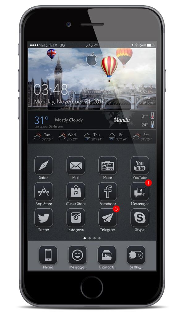 int3rnist's tweet image. My setup for today :)
#CoreTheme + Core #iWidget UniAw 3.2 + #HomeScreenDesigner Tweak + #icon0matic Square Icon