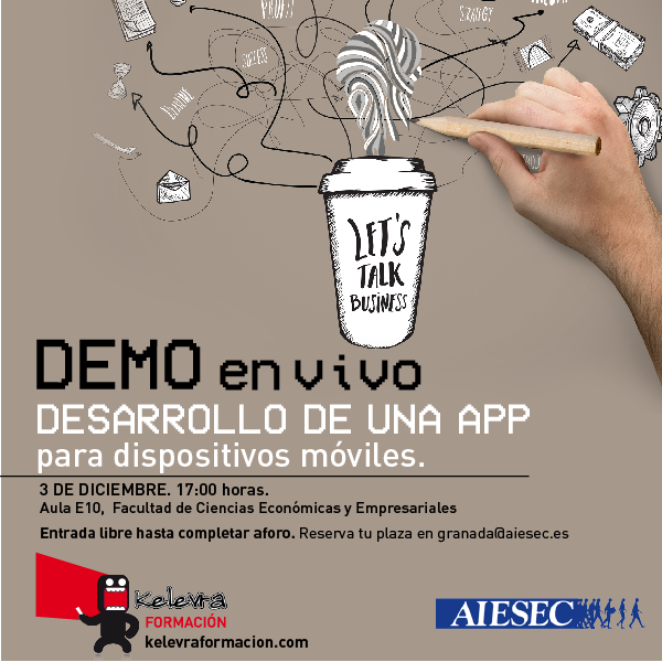 KelevraForm's tweet photo. ¿Quieres ver cómo se hace una aplicación en vivo? Junto a @aiesecgranada hemos preparado una demo el próximo 3 dic. http://t.co/Md19BLo55f
