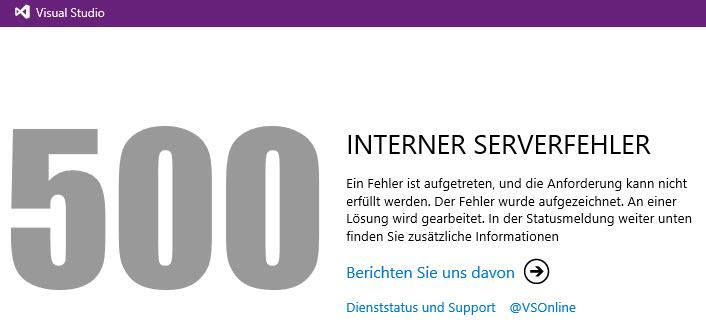 atwork's tweet image. Today no work to do... ;) #TFSOnline HTTP 500 error #visualstudioonline #developer #whereismycode