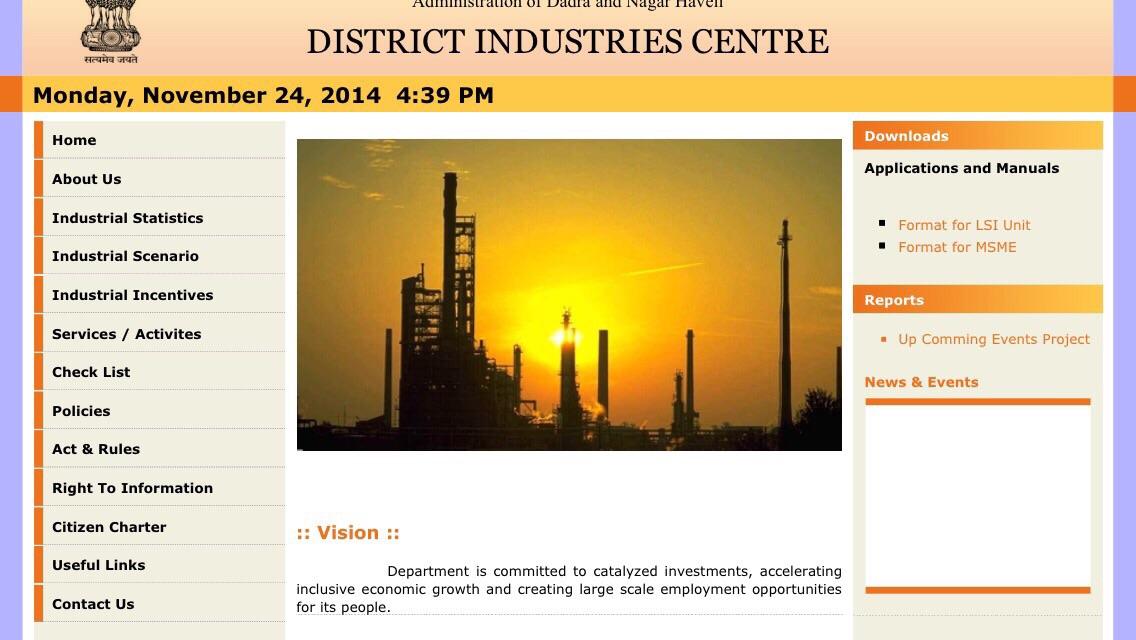 On the directions of Hon'ble Administrator, today DIC( industries deptt) got its own website.
dic.dnh.nic.in