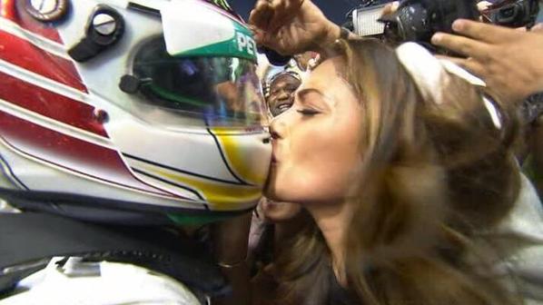SundayChants's tweet photo. We're guessing this wasn't the only helmet Nicole Scherzinger was kissing last night. http://t.co/DkCCONvI3f