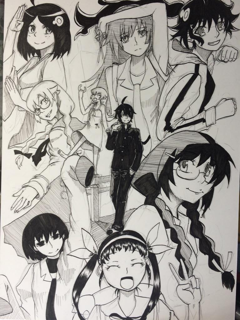 化物語完結記念に集合絵を描いた。完結記念だけど、実はまだ続きがあるのだ! 