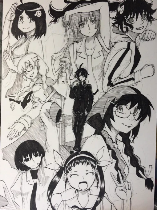 化物語完結記念に集合絵を描いた。完結記念だけど、実はまだ続きがあるのだ! 