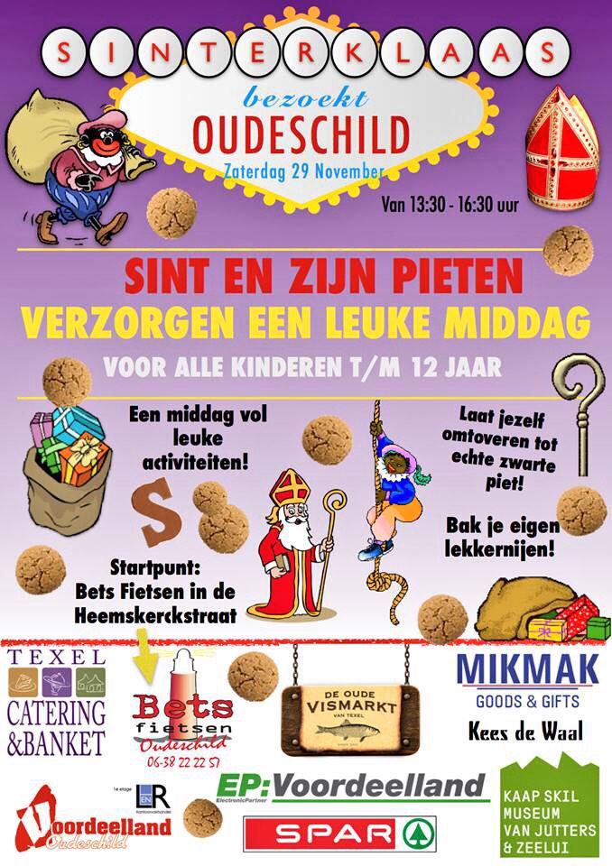 Zaterdag 29 november #Sinterklaas in  #Oudeschild van 13.30 - 16.30 voor alle kinderen op #Texel. Info op de flyer.