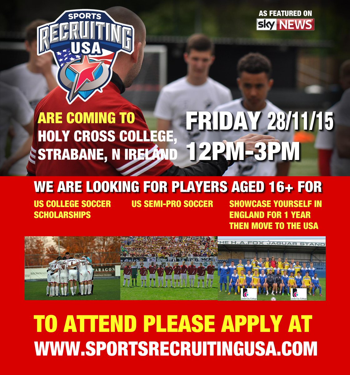 SRUSA_Official's tweet photo. NORTHERN IRELAND: We are coming to you THIS FRIDAY!!!! Don't miss out! #mens #soccer #opportunities http://t.co/E181siJm6E