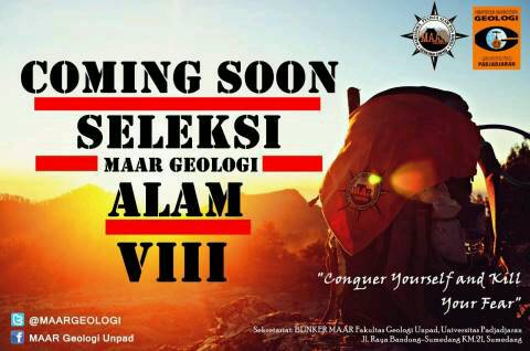 MAARGEOLOGI's tweet photo. COMING SOON: SELEKSI ALAM MAAR VIII. Prepare yourself and make sure you become the part of us! cc: @GeoUnpad http://t.co/Xe7kEX6epD