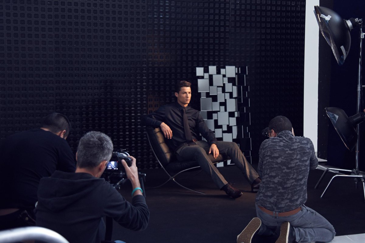 Cristiano's tweet photo. Here’s a look behind the scenes of my #CR7shirts campaign shoot, wearing one of my favourite pieces. Do you like it? http://t.co/kqKT8Ga7jI