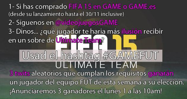 VideojuegosGAME's tweet photo. ¡Gente! Utilizad el hashtag #GAMEFUT, además... actualizamos la imagen con FIFA 15 (lalala, vaya despiste) @EA_Espana http://t.co/mbTXiMhy2o