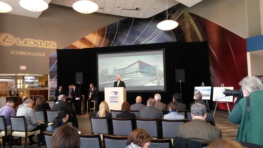 The gov. joins <a href="/penguins/">Pittsburgh Penguins</a> and <a href="/U_S_Steel/">U. S. Steel</a> to discuss new development project for former Civic Arena site. #strongerpa