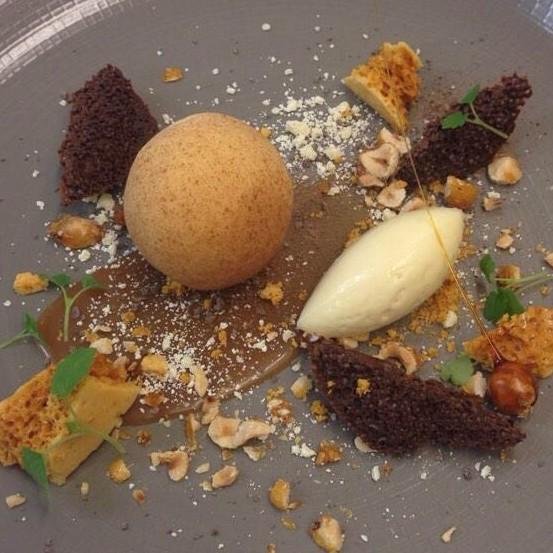 Salted caramel parfait, chocolate aero, honeycomb, hazelnut ... enjoy on #alc menu this week