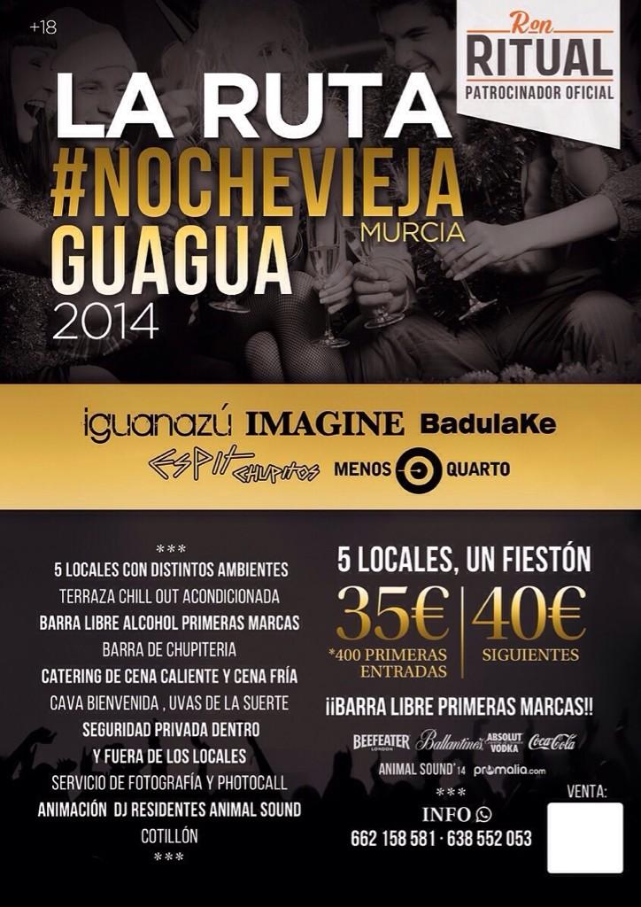 Antoniancabas's tweet photo. Llega por fin la mejor noche vieja de MURCIA por solo 35€ en pleno centro,no os la perdáis.#guagua. MD o WP 677865858 http://t.co/kTkc6tLXIo