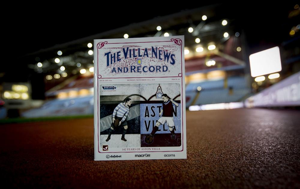 AstonVilla's tweet photo. Tonight's match programme cover pays homage to our very first match. #AVFC #AVFC140 #SaintsFC http://t.co/7HytyKTW6m