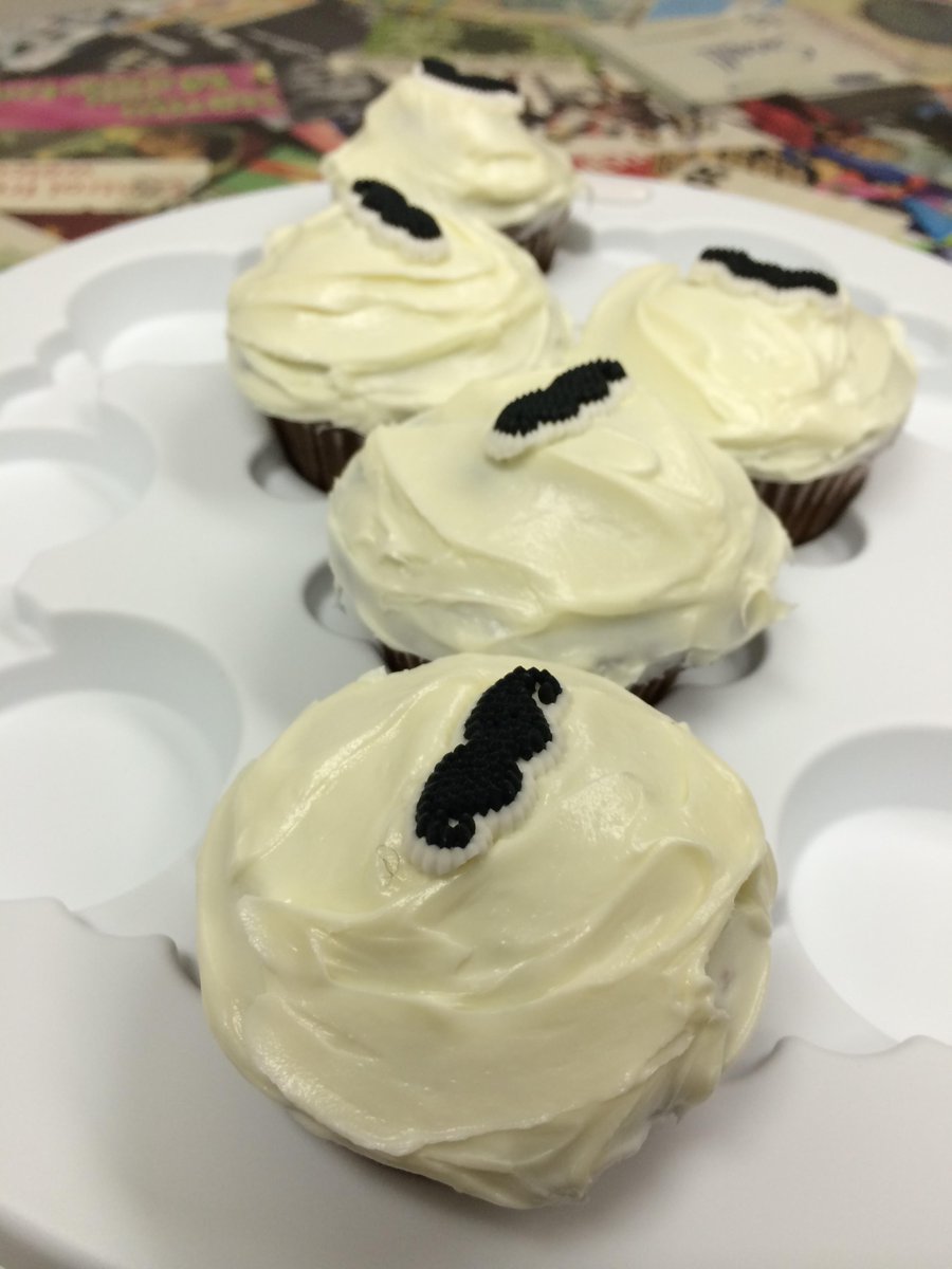 3foldcomm's tweet photo. These cupcakes have their 'staches, but they won't be here for long... Thanks @emcameron! #Moprogress http://t.co/yz9wxaOd0a