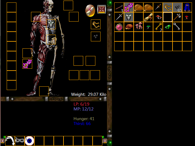 AlanWithTea's tweet photo. Lost Labyrinth is unsettlingly graphic in its inventory display. :P #LostLabyrinth #roguelike http://t.co/obHsGDfotf