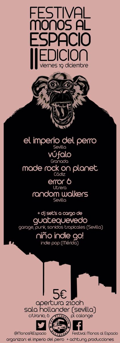 MonosAlEspacio's tweet image. ESTA es la noche que nos espera el 19 de dic junto a @Random_Walkers, @vufalobanda, @MadeRockPlanet, y #Error6!!