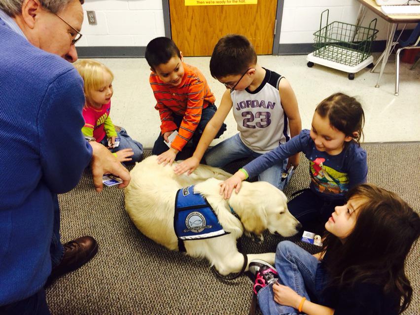 TWebben's tweet photo. Guess who came to Wood River school today?  Eddie the comfort dog.  #woodrivereagles http://t.co/215qQnBWFs