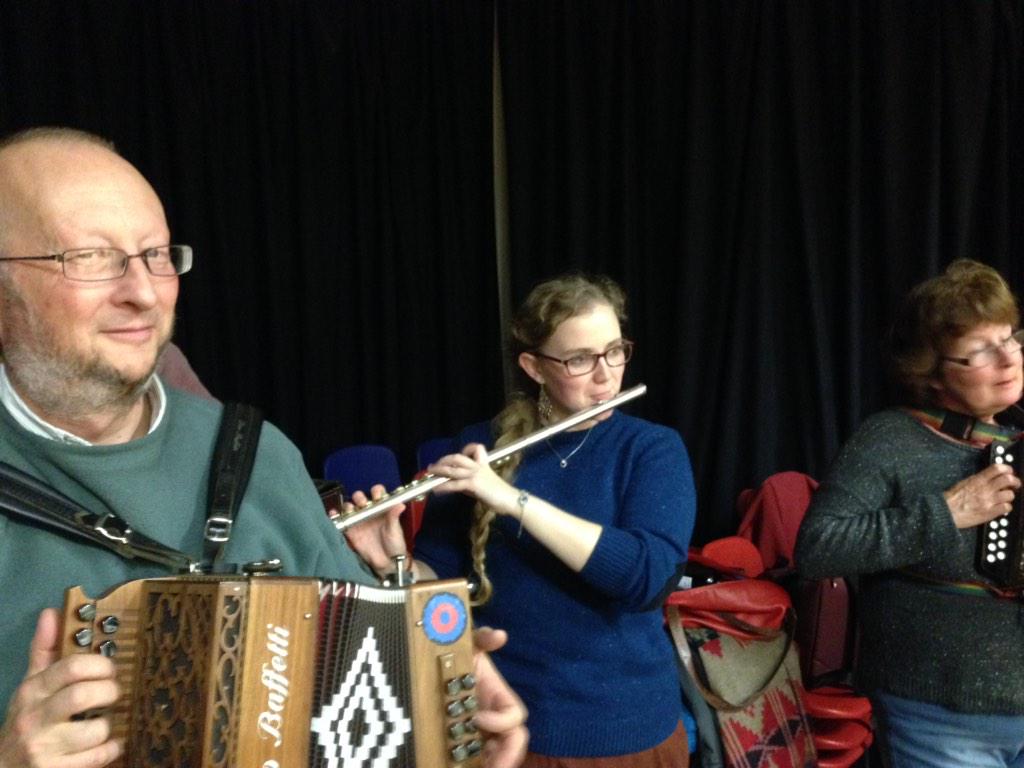 GWMorrisDance's tweet photo. @MeganCumbes32 on the flute. Her last night for a while. Off to work in France for 6 months. They're pissed already! http://t.co/bggTpzcuP8