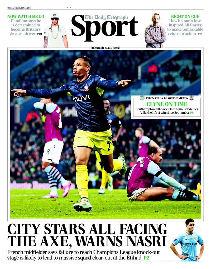 Portada del Telegraph del 25 de Noviembre