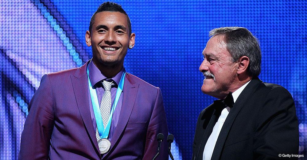 atptour's tweet photo. .@NickKyrgios presented with Australia's top tennis honour by #Newcombe. http://t.co/C0jsqDcfkT #atp #tennis http://t.co/M1wDV8VXg2