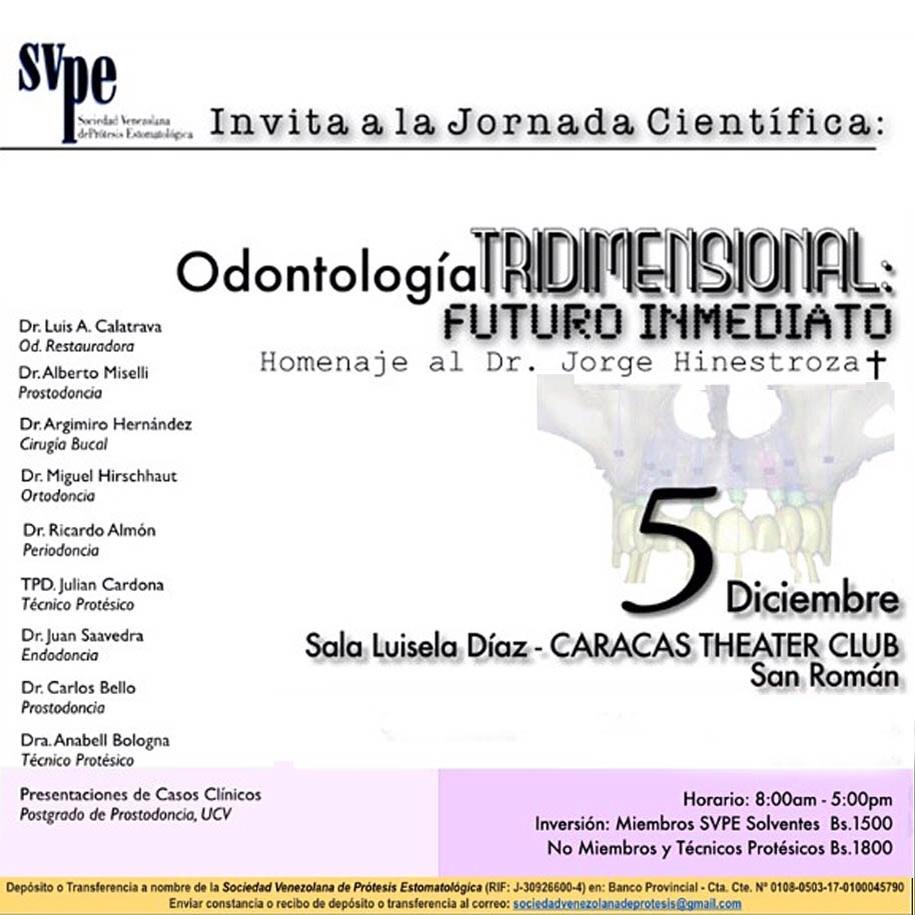 OdontoReport's tweet photo. [#AGENDA] 5 Diciembre - II Jornadas Científica: "Odontología Tridimensional: Futuro Inmediato" - @SocVenProEst http://t.co/y3w306BvmQ
