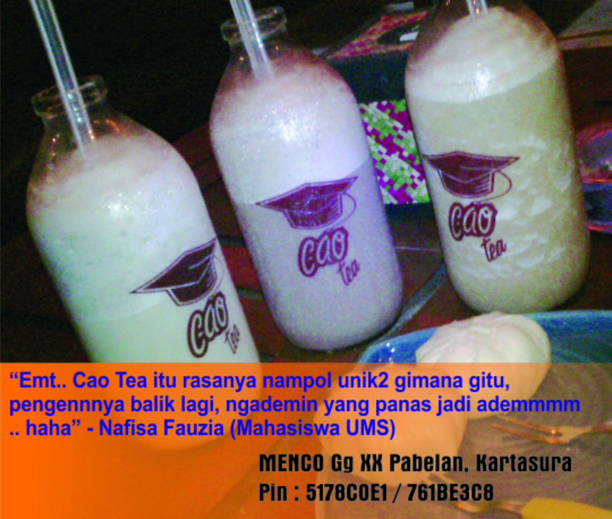 kao_rizki's tweet photo. "Siiaaang :D. Mau yang Sueegeeerrr? Yuk #Glonggong hausmu di @CAOTEA_ID #EsPedes .Pasti Ketagihan @koranJITU :D http://t.co/LGbv16cZ6N"