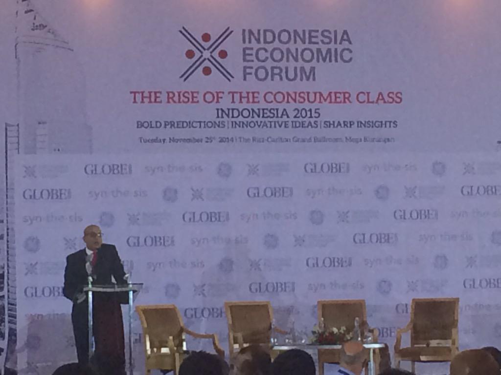 thejakartaglobe's tweet photo. The Indonesia Economic Forum starts now. Shoeb Kagda takes the stage, giving opening remarks #IEF2014 http://t.co/GqYmzUdRuz