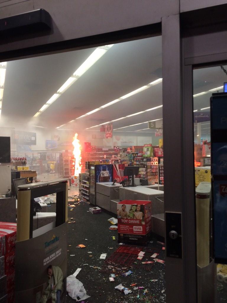 Walgreens on fire in Ferguson