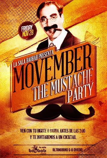 LASALABAOBAB's tweet photo. Ven a vivir Movember con nosotros este Viernes ! Cocktail gratis si llevas tu bigote antes de las 2:00 http://t.co/h1NNqM9PDu