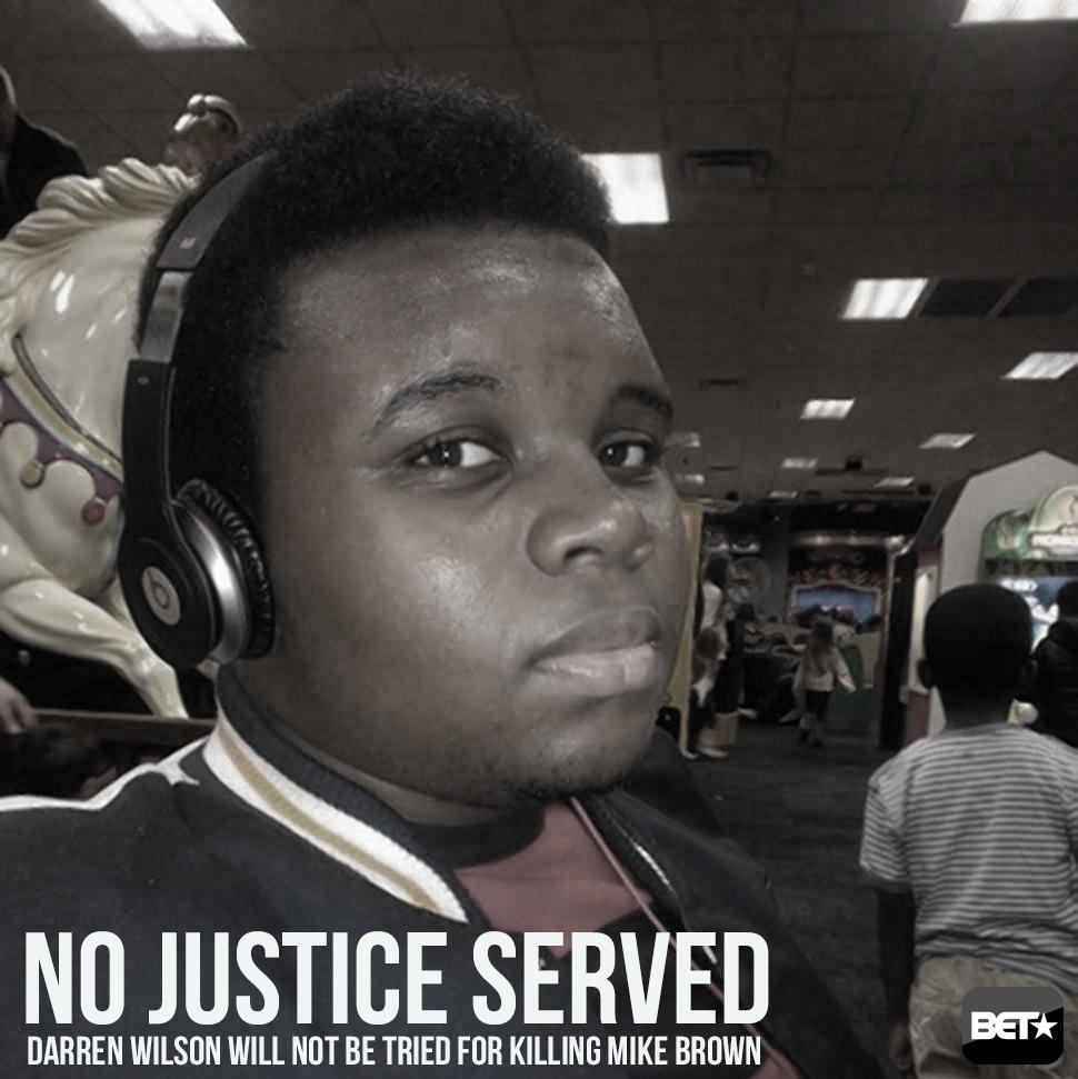 BETCollegeTour's tweet photo. Darren Wilson will NOT be charged for killing Mike Brown. http://t.co/JxpPuu4bRt #FergusonDecision http://t.co/kmnhGIkLaS