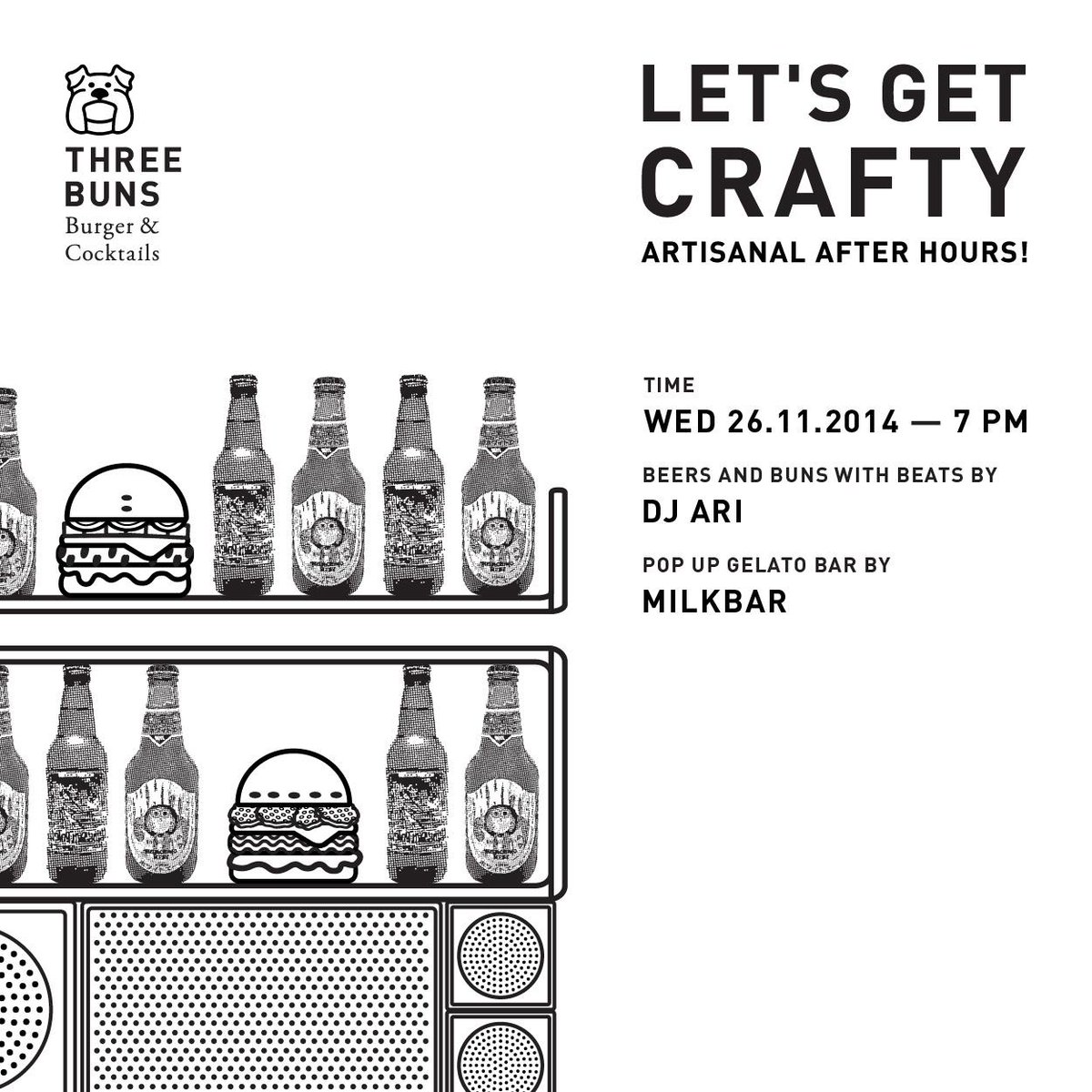 #letsgetcrafty tomorrow 7pm - late with DJ Ari. Craft brews, gourmet burgers and a pop-up artisanal gelato bar. Boom.