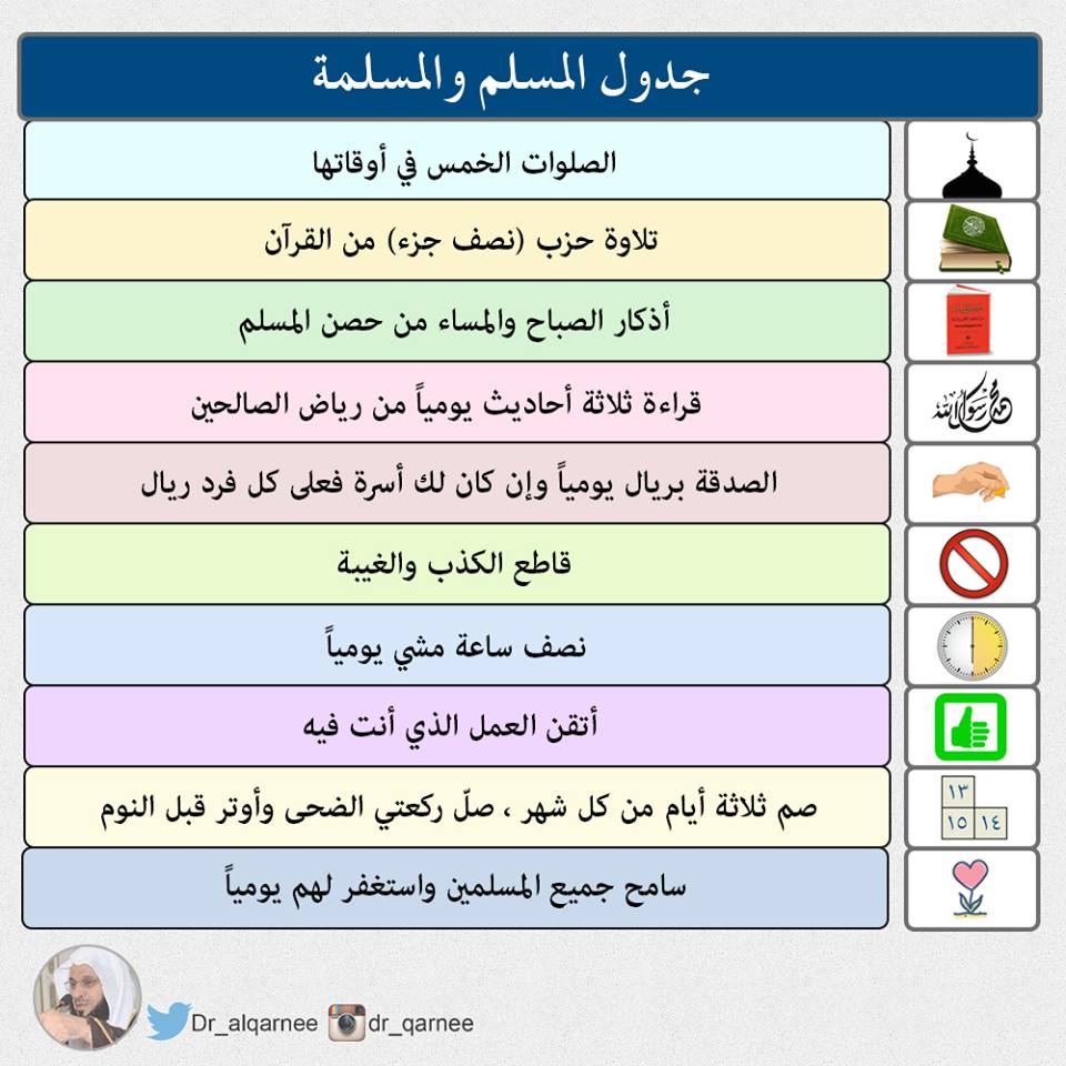 أحبابنا أكرمكم الله بجنته هذا برنامج المسلم والمسلمة.