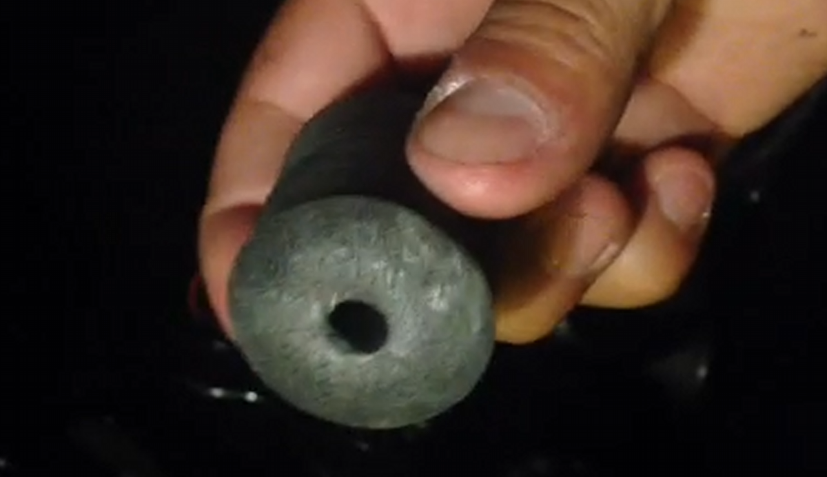 This is one of the rounds LAPD fired into the ground to disperse the #michaelbrown crowd. Hand model: <a href="/LATvives/">Ruben Vives</a>