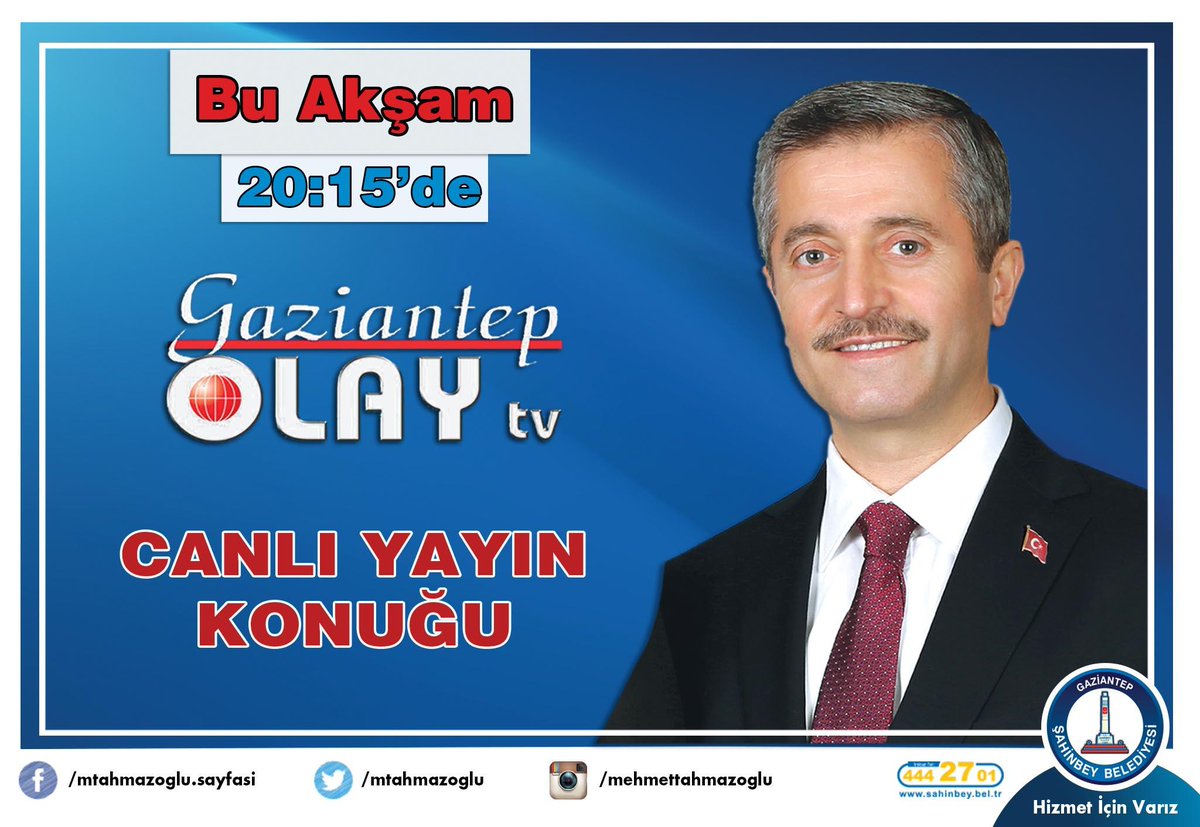 mtahmazoglu's tweet photo. Bu Akşam Saat 20;15'de

@GaziantepOlay Tv Canlı Yayın Konuğu Olacağız. http://t.co/rfdluvE9Dq http://t.co/SVlLl22DXR