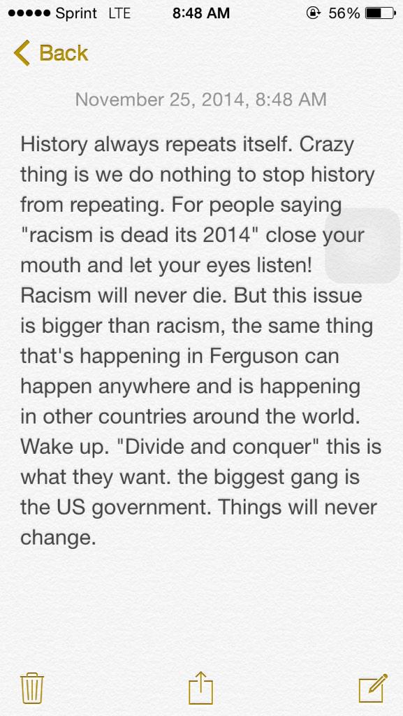 MarissaEvanss's tweet image. How I&apos;m feeling rn . #PrayForFerguson God help us ALL.