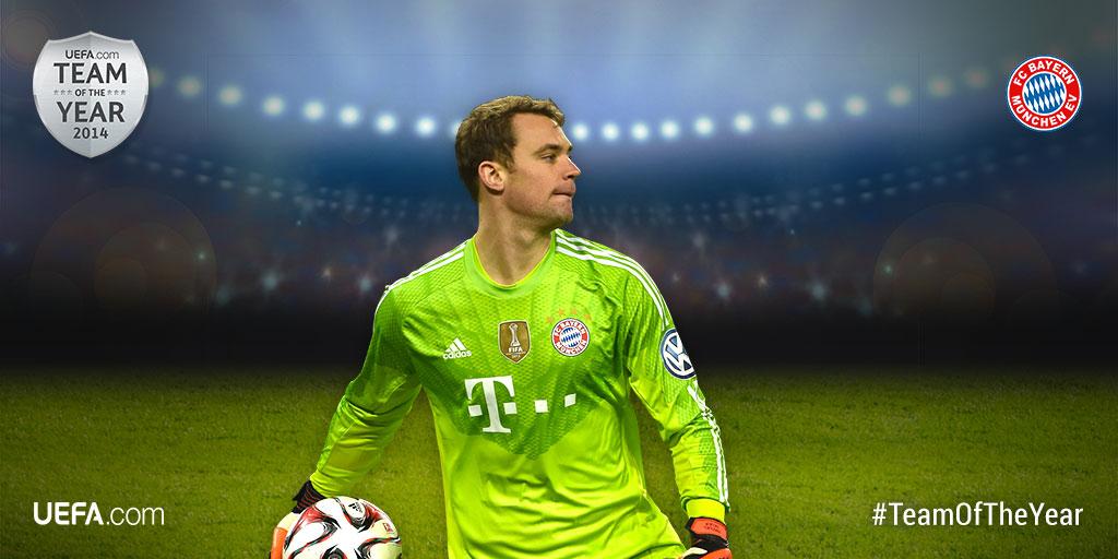 ChampionsLeague's tweet image. Retweet to vote Bayern’s Manuel Neuer into the @UEFAcom users’ #TeamOfTheYear