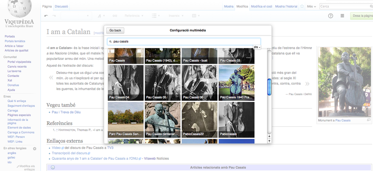 jeycawiki's tweet image. L&apos;#editorvisual permet escollir  imatges i inserir-les directament a l&apos;article. No pot ser més fàcil! @Viquipedia