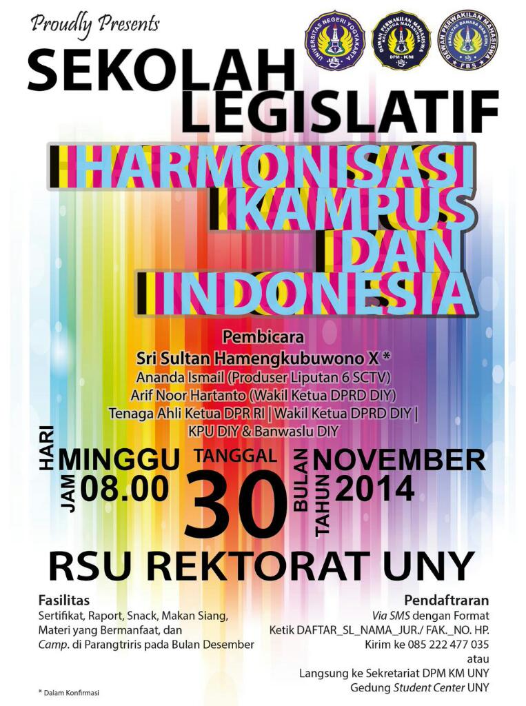 UNY Sekolah Legislatif | "Harmonisasi Kampus dan Indonesia" |RSU Rektorat UNY | 30 November 2014  -<a href="/DPMFBSNEW/">DPM FBS UNY</a>