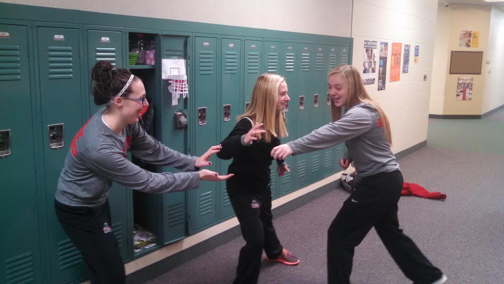 KG4Hoops's tweet photo. A little before school game at the locker!  Getting ready for tonight!  Go Lady Tigers! #funwithteammates http://t.co/6iXsc92q5e